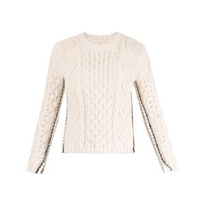 Tory Burch White Cable Knit Sweater. Size Small.
